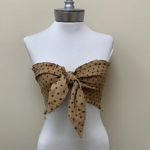 2 Piece Set Mable Bandeau Top with Twist Tie and Polka Dot Shorts NWOT